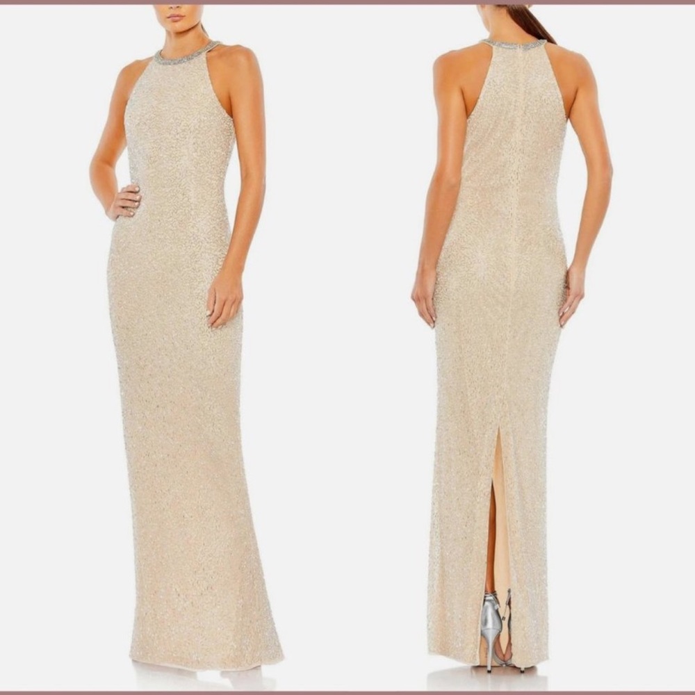 Mac Duggal Gold Maxi Dress
